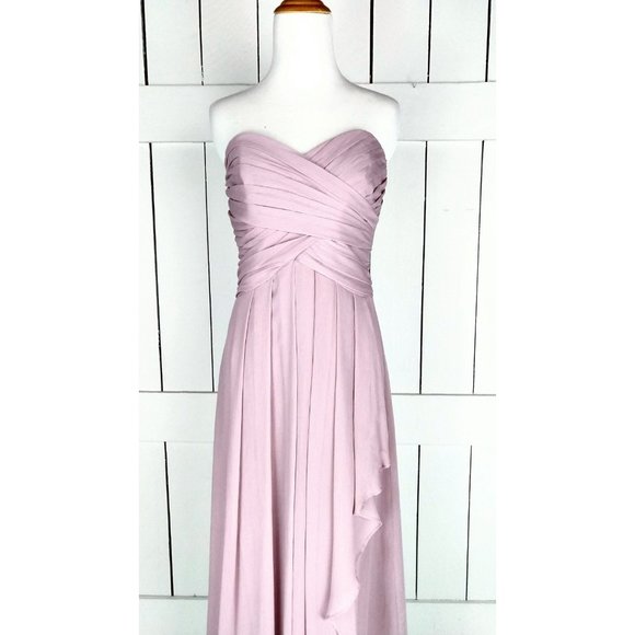 Quartz chiffon sweetheart neckline cascade bridesmaid long maxi dress - Picture 4 of 6